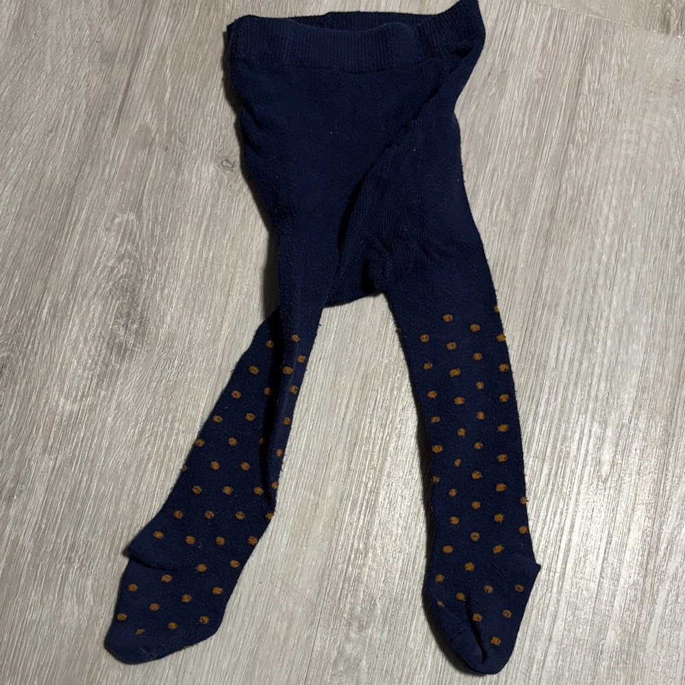 Navy Blue‎ and Brown Polka Dot Kids Tights